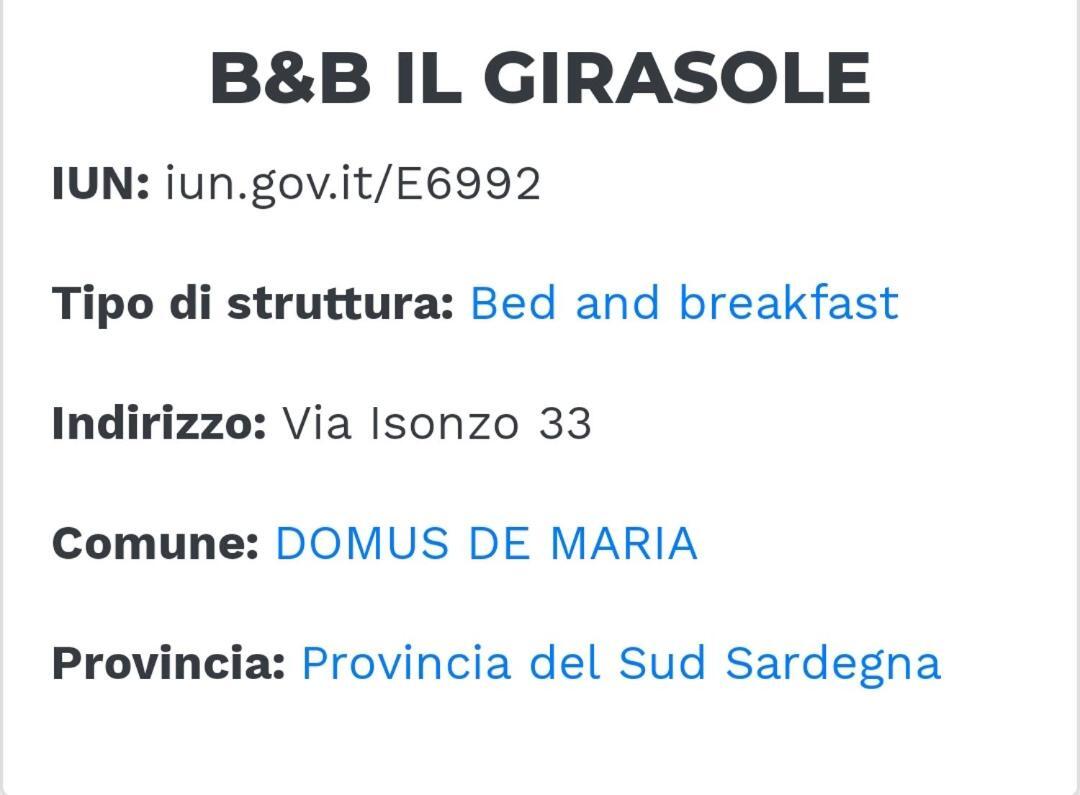 Il Girasole Bed & Breakfast Domus De Maria Dış mekan fotoğraf